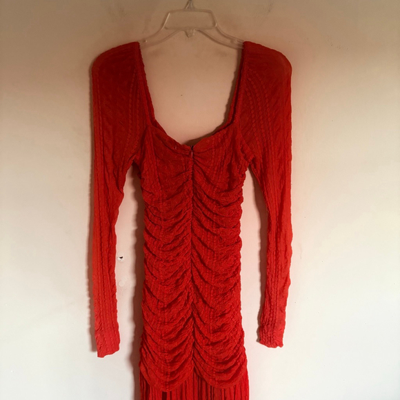 Ganni Orange Ruched stretch-cloqué midi dress size 36 US 4 $475 - Picture 14 of 16